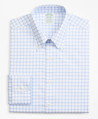 Stretch Milano Slim-Fit Dress Shirt, Non-Iron Twill Button-Down Collar Grid Check