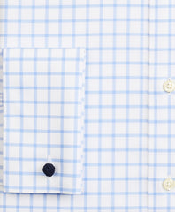 Stretch Milano Slim-Fit Dress Shirt, Non-Iron Twill Ainsley Collar French Cuff Grid Check