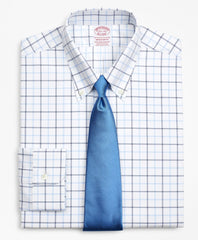 Stretch Madison Classic-Fit Dress Shirt, Non-Iron Poplin Button-Down Collar Double-Grid Check