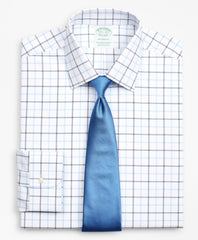 Stretch Milano Slim-Fit Dress Shirt, Non-Iron Poplin Ainsley Collar Double-Grid Check