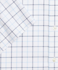 Stretch Madison Classic-Fit Dress Shirt, Non-Iron Twill Short-Sleeve Double-Grid Checkk