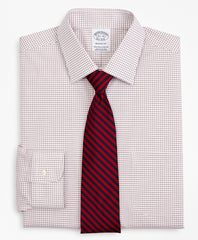 Stretch Regent Fitted Dress Shirt, Non-Iron Poplin Ainsley Collar Small Grid Check