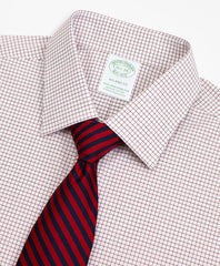 Stretch Milano Slim-Fit Dress Shirt, Non-Iron Poplin Ainsley Collar Small Grid Check