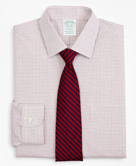 Stretch Milano Slim-Fit Dress Shirt, Non-Iron Poplin Ainsley Collar Small Grid Check