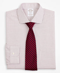 Stretch Soho Extra-Slim-Fit Dress Shirt, Non-Iron Poplin English Collar Small Grid Check