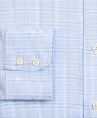 Stretch Milano Slim-Fit Dress Shirt, Non-Iron Royal Oxford Button-Down Collar Glen Plaid