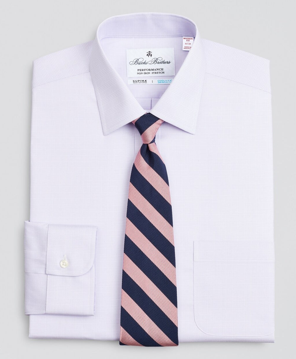 Madison Classic-Fit Dress Shirt, Performance Non-Iron with COOLMAX®, Ainsley Collar Twill Check