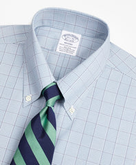 Stretch Regent Fitted Dress Shirt, Non-Iron Pinpoint Button-Down Collar Glen Plaid