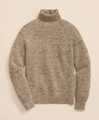 Merino-Cashmere Marled English-Rib Turtleneck