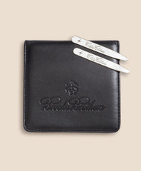 Metallic Collar Stays with Nappa Leather Case