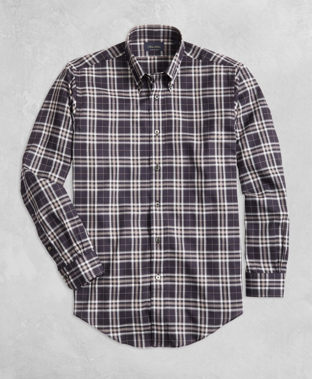 Golden Fleece® Regent Fit Black Plaid Flannel Sport Shirt