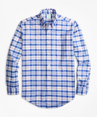 Milano Fit Oxford Blue and Red Plaid Sport Shirt