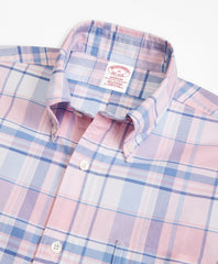 Madison Fit Oxford Pink and Blue Plaid Sport Shirt