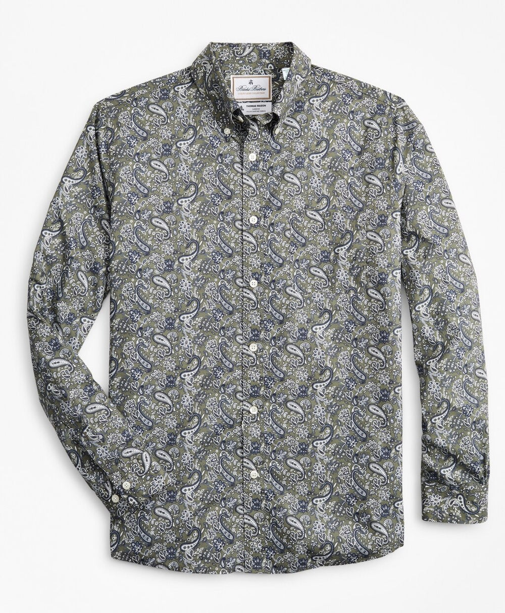 Luxury Collection Milano Slim-Fit Sport Shirt, Button-Down Collar Paisley Print