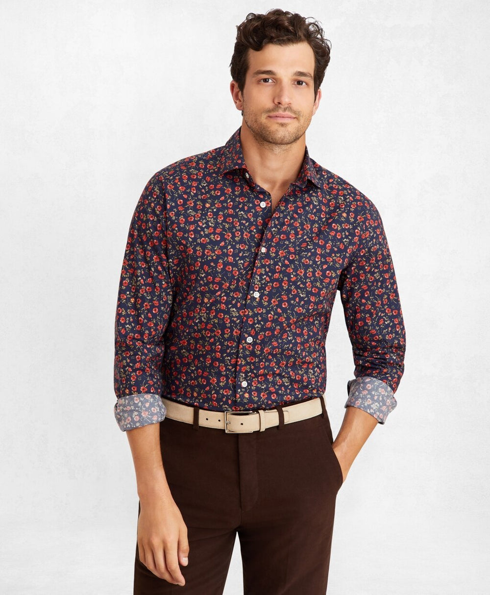 Golden Fleece® Regent Fit Navy Floral Sport Shirt