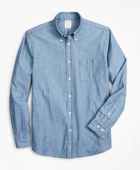 Milano Slim-Fit Sport Shirt, Indigo Chambray