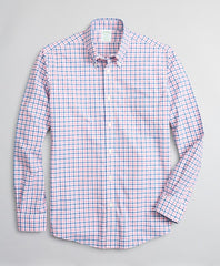 Stretch Milano Slim-Fit Sport Shirt, Non-Iron Windowpane