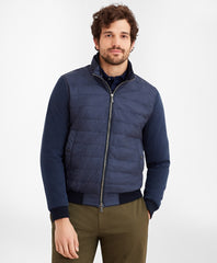 Mixed-Media Quilted Bomber Jacket
