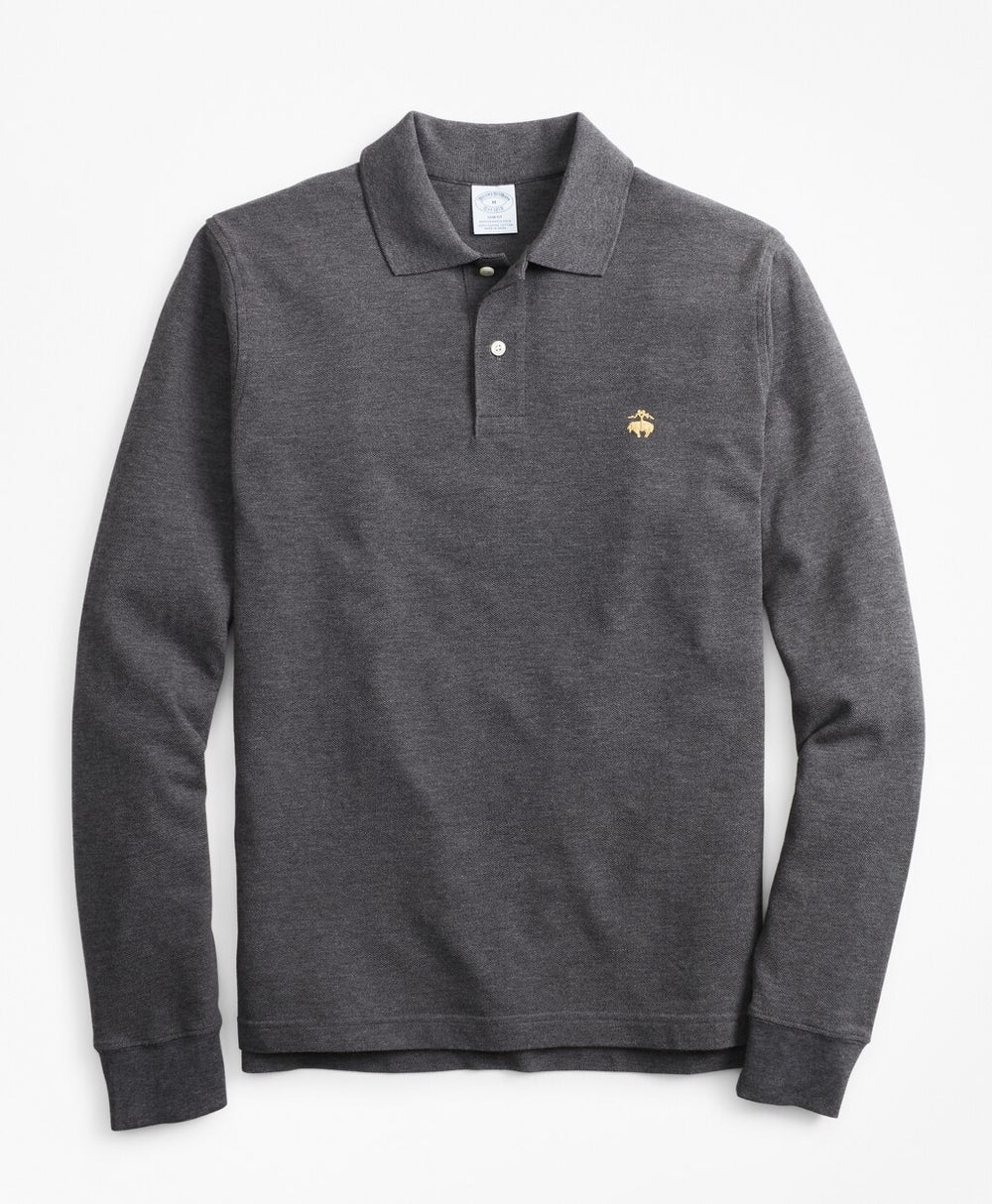 Slim Fit Supima® Long-Sleeve Performance Polo Shirt-Basic Colors