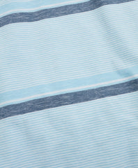 Slim Fit Cotton and Linen Horizontal Stripe Polo Shirt