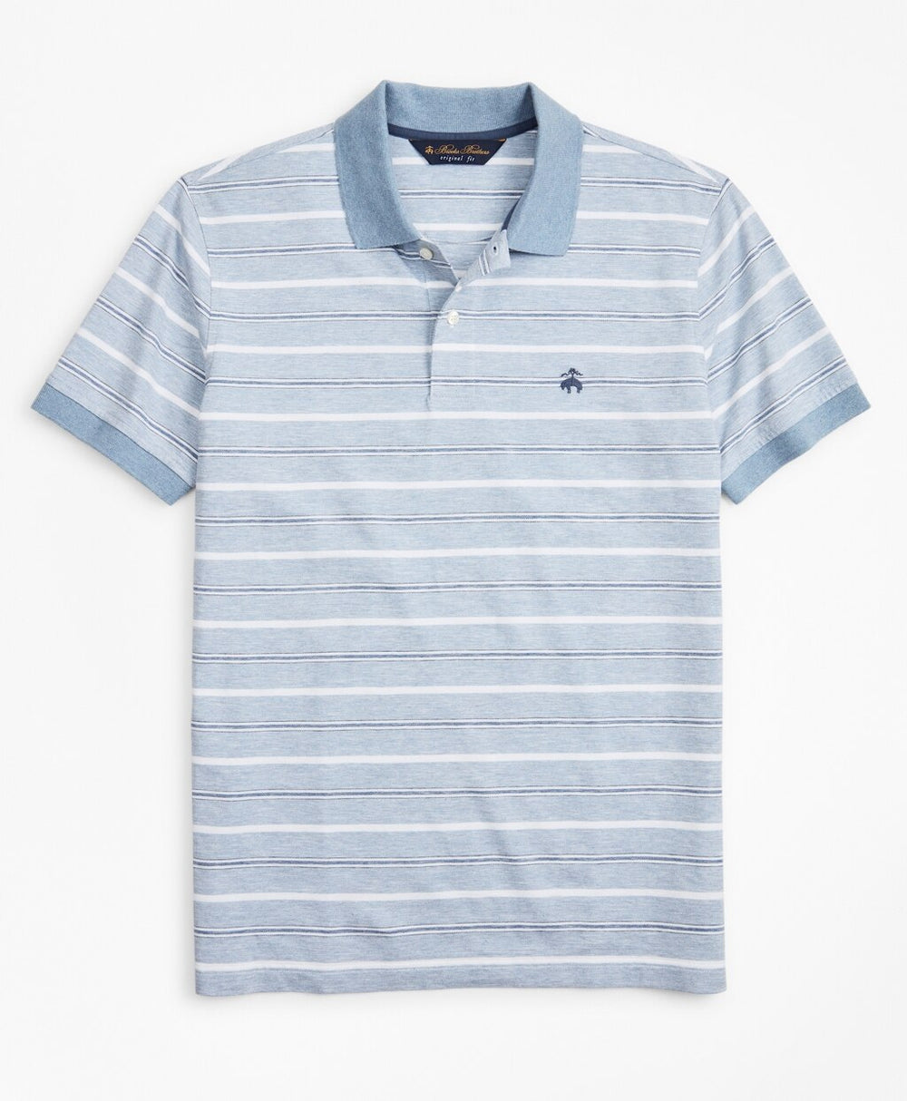 Original Fit Cotton and Linen Stripe Polo Shirt