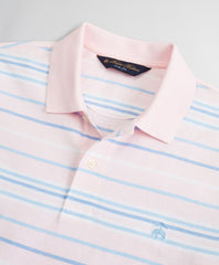Slim Fit Cotton and Linen Slub Stripe Polo Shirt