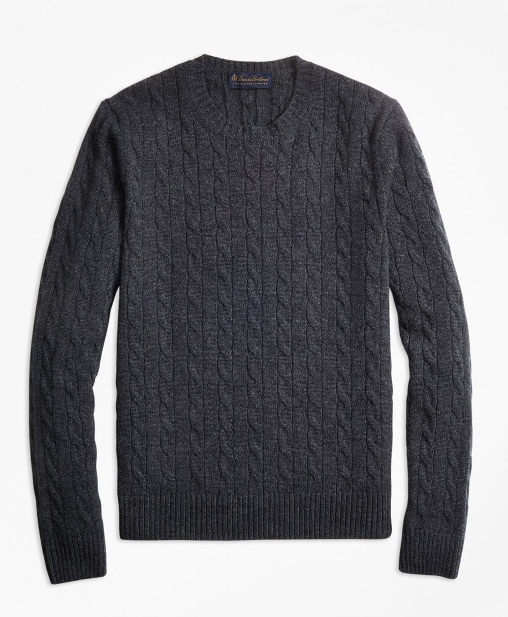 Cable-Knit Crewneck Cashmere Sweater
