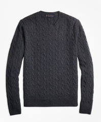 Cable-Knit Crewneck Cashmere Sweater