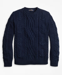 Supima® Cotton Anchor Cable Rollneck Sweater