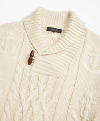 Supima® Cotton Anchor Cable Shawl Collar Sweater