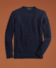 Golden Fleece® 3-D Knit Fine-Gauge Cashmere-Silk Textured Crewneck Sweater