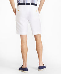 Houndstooth Cotton and Linen Bermuda Shorts