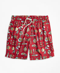 Montauk 6" Fish Print Swim Trunks