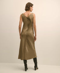 Viscose Bronze-Gold Slip Dress