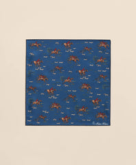 Equestrian Motif Silk Pocket Square