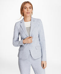 Petite Striped Stretch Cotton Seersucker Jacket