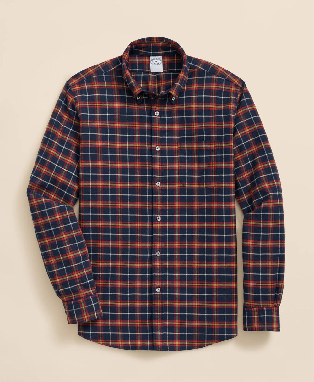 Portuguese Flannel Polo Button Down Collar WIndowpane Shirt
