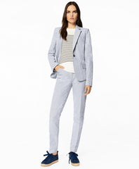Petite Striped Stretch Cotton Seersucker Pants