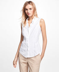 Petite Non-Iron Sleeveless Ruffled Blouse