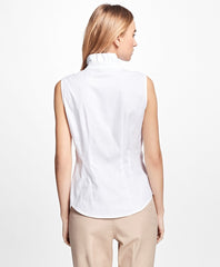 Petite Non-Iron Sleeveless Ruffled Blouse