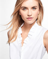Petite Non-Iron Sleeveless Ruffled Blouse
