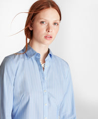 Petite Non-Iron Wide-Striped Stretch-Cotton Poplin Fitted Shirt