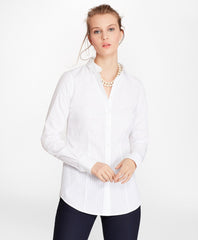 Petite Tailored-Fit Diamond-Stripe Dobby Cotton Shirt