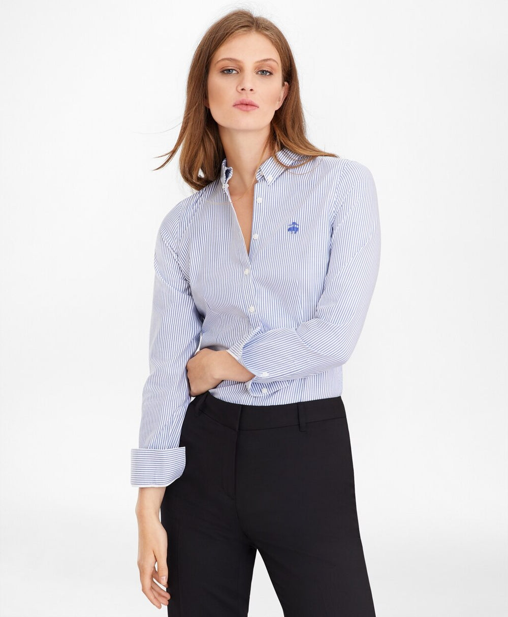 Petite Non-Iron Tailored-Fit Bengal Stripe Supima® Cotton Pinpoint Oxford Shirt