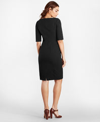 Petite Stretch-Cotton Jacquard Sheath Dress