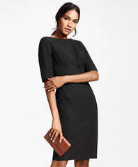 Petite Stretch-Cotton Jacquard Sheath Dress