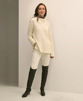 Relaxed Wool-Blend Foldover Snap Collar Sweater