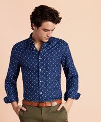 Floral Linen-Blend Sport Shirt