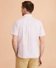Broad Striped Seersucker Short-Sleeve Shirt