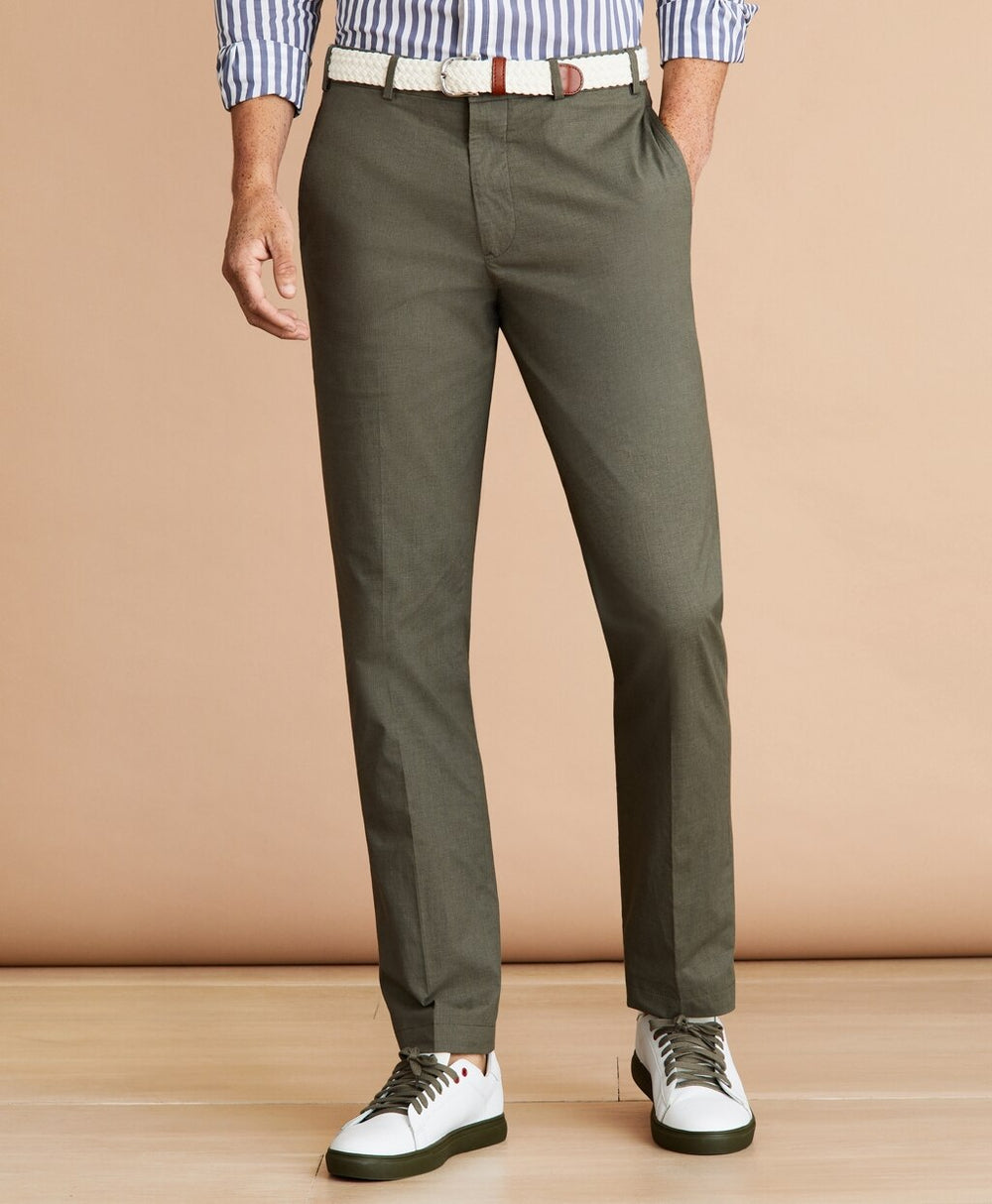 Cotton Plain-Front Trousers